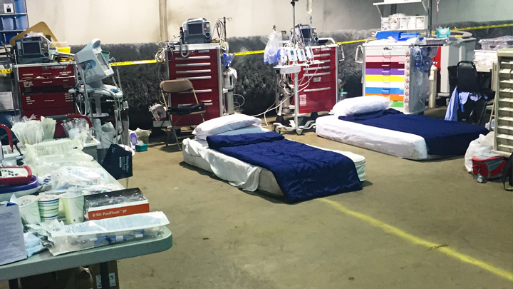 evacuated hospital beds