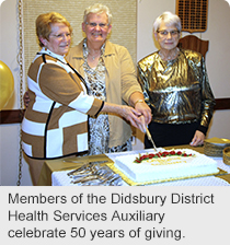 Members of the Didsbury District Health Services Auxiliary celebrate 50 years of giving.