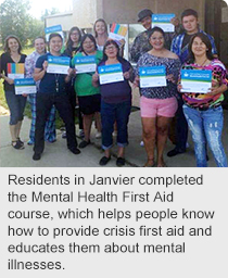 Residents in Janvier completed the Mental Health First Aid course last. 