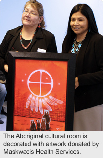 The Aboriginal cultural room is decorated with artwork donated by Maskwacis Health Services.