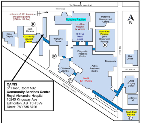 Royal Alexandra Hospital, 5th floor of the Community Services Centre, Room 502