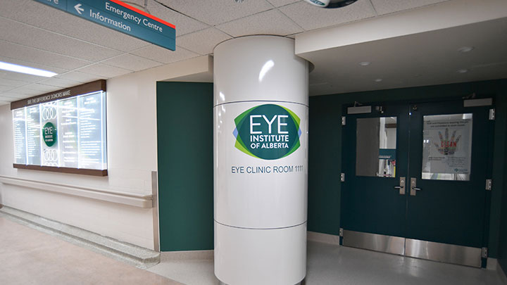 From the main entrance, you will see the Eye Clinic on the main floor when you turn right after walking past the main entrance lobby.