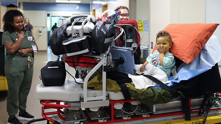 Colby blows kisses to ACH staff as he leaves Calgary.