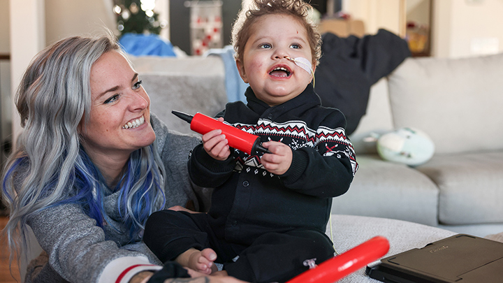 Colby enjoys quality time with his living donor Amy Hasson.