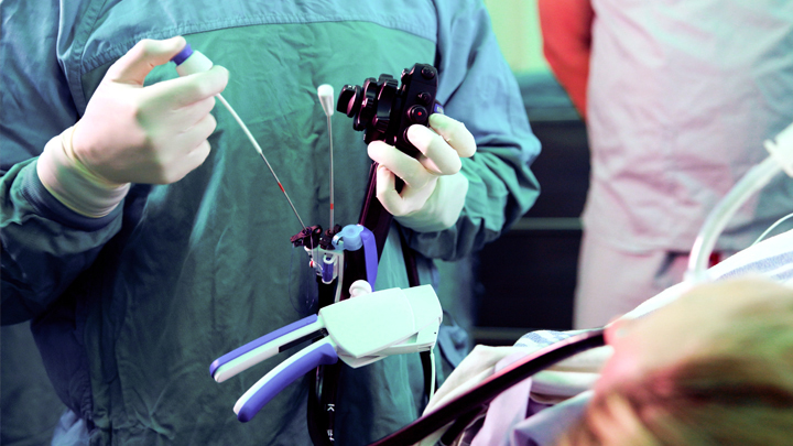 Unlike traditional bariatric surgeries, ESG doctors pass an endoscopic device and camera through a sleeping patient’s mouth and into their stomach. Photo by Evan Isbister.