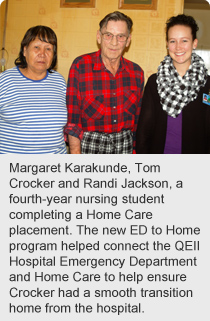 Margaret Karakunde, Tom Crocker and Randi Jackson, a fourth-year nursing student completing a Home Care placement. 
