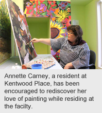 Annette Carney, a resident at Kentwood Place, has been encouraged to rediscover her love of painting while residing at the facilty.