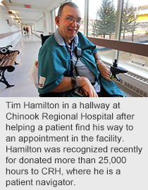 Tim Hamilton says being a volunteer helps him get out in the community and sell his positive attitude