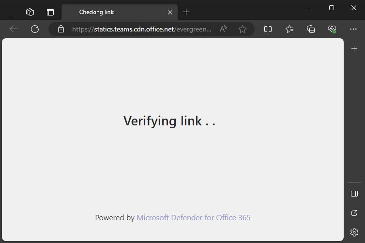 screenshot showing the message Verifying Link