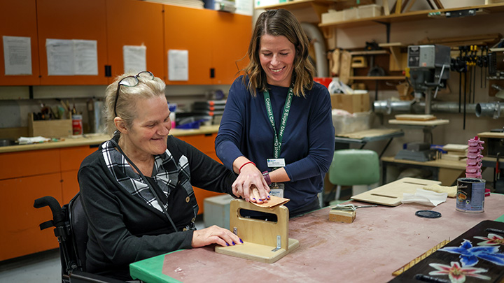 audiologist works with young patient