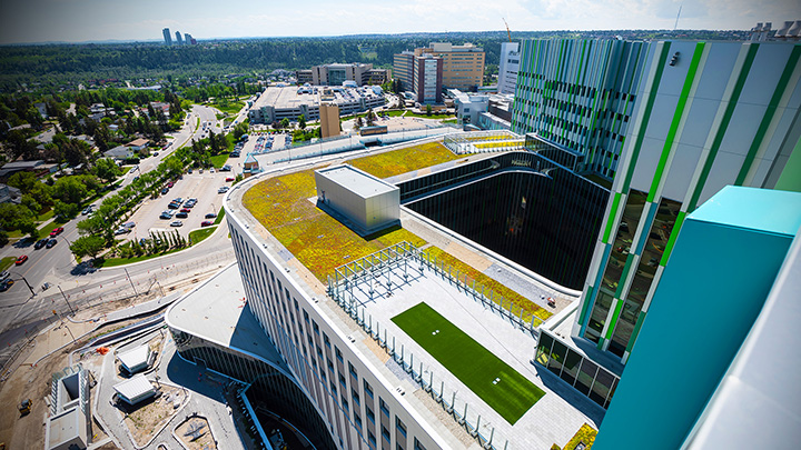 Arthur Child level 8 roof top gardens for staff and patients