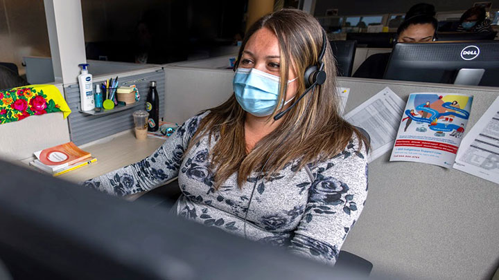 indigenous listener answering a call