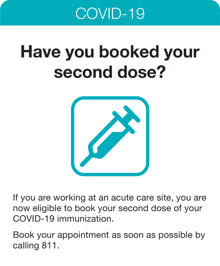 Book Your Second Dose COVID-19 Immunization - Acute Care