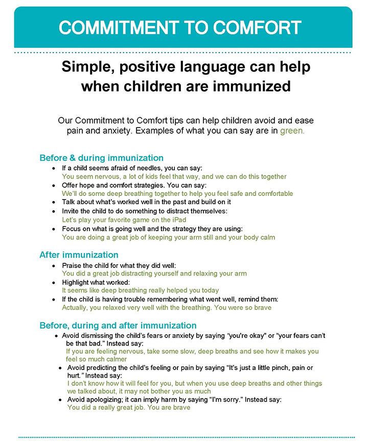 Commitment to Comfort - Positive Language - Parents