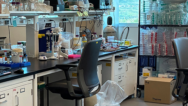 Inside a corner of Dr. Mahoney’s lab – steps from where patients receive care.