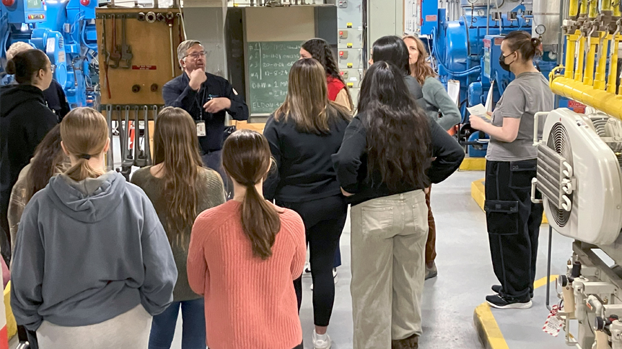 Here students learn more about facilities maintenance and the systems infrastructure behind the scenes at Cardston Health Centre.