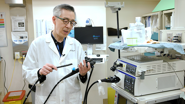 Gastroenterologist Dr. Clarence Wong took part in Edmonton’s first peroral endoscopic myotomy (POEM) procedure — a new minimally invasive procedure to treat swallowing disorders — at the Royal Alexandra Hospital earlier this year. He was joined by thoracic surgeon Dr. Scott Johnson (not shown).