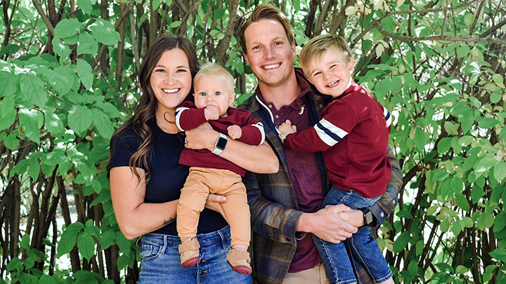 The Cowie family strikes a sunny pose: mom Hayley, left, Max, dad Ian and Hudson. Born in June 2019, Hudson underwent newborn blood-spot screening while in the hospital as part of the Alberta Newborn Screening Program (ANSP), a provincewide Alberta Health Services (AHS) program offered to all newborns. His results came back positive for Severe Combined Immunodeficiency (SCID). With this knowledge, the family was able to spring into action with the help of their healthcare team and provide Hudson with the head start he needed.