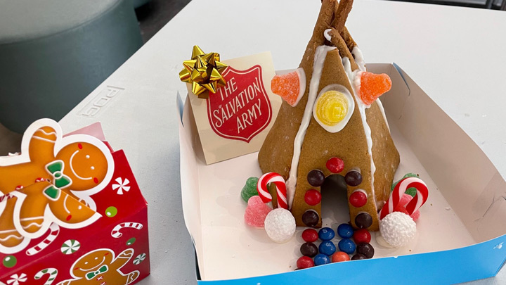 Participants in Chinook Regional Hospital’s Spirit of Art and Reconciliation (SOAR) program lit up when volunteers from the Salvation Army provided handmade gingerbread teepee kits.