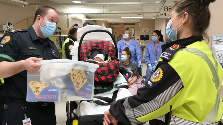 A baby is given a smooth, safe move by Alberta Health Services EMS to the new Grande Prairie Regional Hospital (GPRH) from the old Queen Elizabeth II (QEII) Hospital.