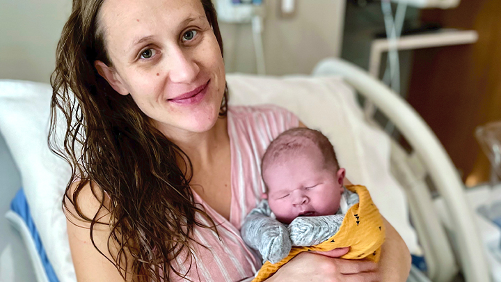 The first baby born at Grande Prairie Regional Hospital is Ezekiel Axel Wiebe, shown here with his mom Mary.