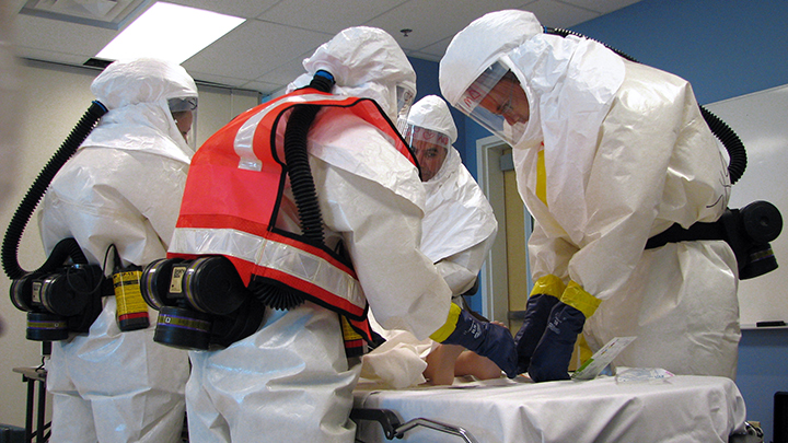 An Alberta Health Services educational program — known as CBRN/HazMat First Receiver training — teaches healthcare providers how to provide the best care for patients exposed to chemical, biological, radiological or nuclear hazardous materials.