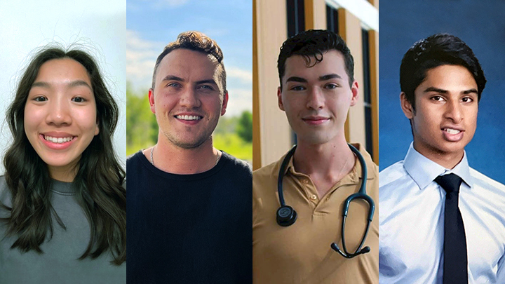 Recipients of this year’s Healthcare Professionals of Tomorrow scholarships are, clockwise from top left: Amy Quan, Hunter Johnson, Saffren Colbourne and Vinura Abeysekara.