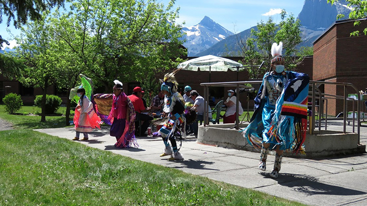 A traditional dance honoured the children of the Kamloops residential school during a ceremony held on National Indigenous Peoples Day to announce the new Indigenous Reconciliation Garden at Canmore General Hospital.