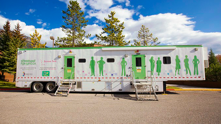 Alberta Health Services’ Screen Test program brings its mobile mammography trailer to 120 smaller communities every year to safeguard the health of women in rural areas.