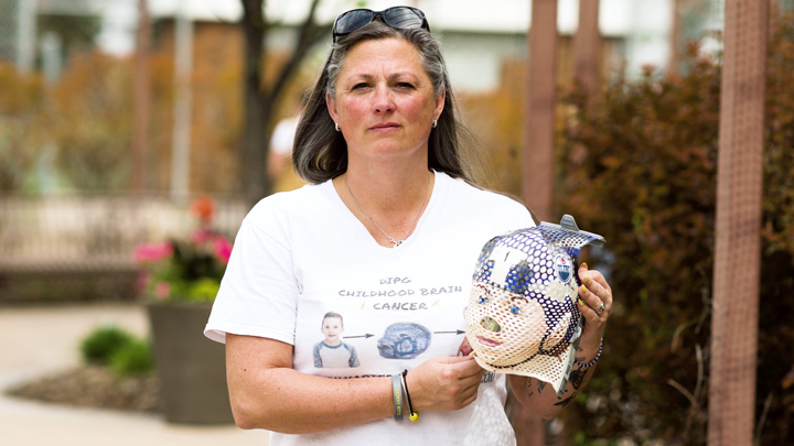 Nicole Fraser’s son, Karter, Bourgeault, was diagnosed with an aggressive form of pediatric brain cancer, and passed away in 2023 after bravely facing 41 rounds of radiation in his Edmonton Oilers mask. Today, she treasures it. “It's the only way that I can kiss my son now.” In his memory, she established Karter's Cancer Crusade Foundation to help other families.