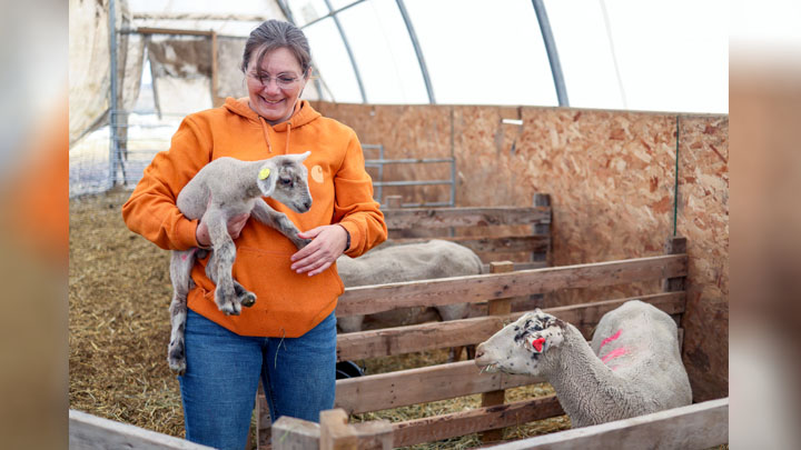 Every morning, Matheson tends to her animals before starting her day. Rural midwifery gives her the flexibility to live the life she loves and provide the care her clients need. 