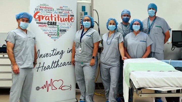 Surgical team staff at the Northern Lights Regional Health Centre and representatives of the Northern Lights Health Foundation showcase one of four new Minimally Invasive Surgical Suites at the hospital.