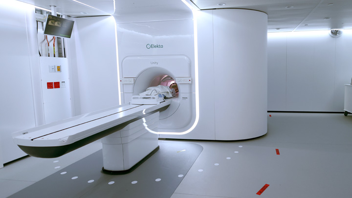 The MR-Linac system combines real-time magnetic resonance imaging (MRI) with radiation delivery.