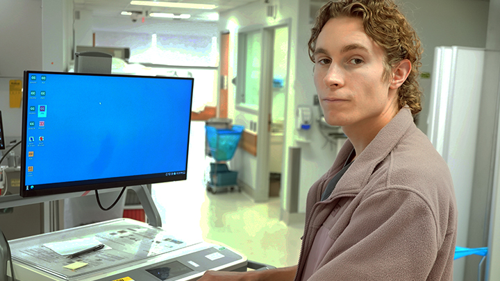 University of Alberta nursing student Nathan Myshak enjoys working, earning and learning in Two Hills thanks to the AHS Hybrid-Undergrad Nurse Employees (UNE) program.