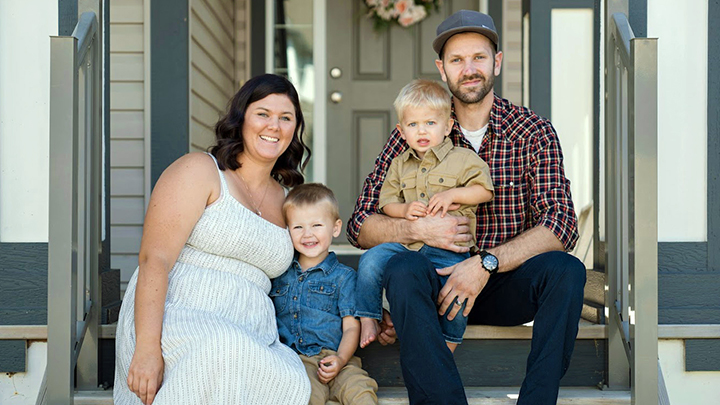 The Stewart family, from left, are mom Chelsea, Elijah, Kayleb and dad Kris. Shortly after he was born, Kayleb, now 20 months, was screened and diagnosed with permanent hearing loss through Alberta Health Services’ Early Hearing Detection and Intervention program. Today, says Chelsea, “he can hear and understand, and be with his brother and play and watch cartoons, and all those other fun things, just like every other kid. I’m just so grateful that the province has this program.”