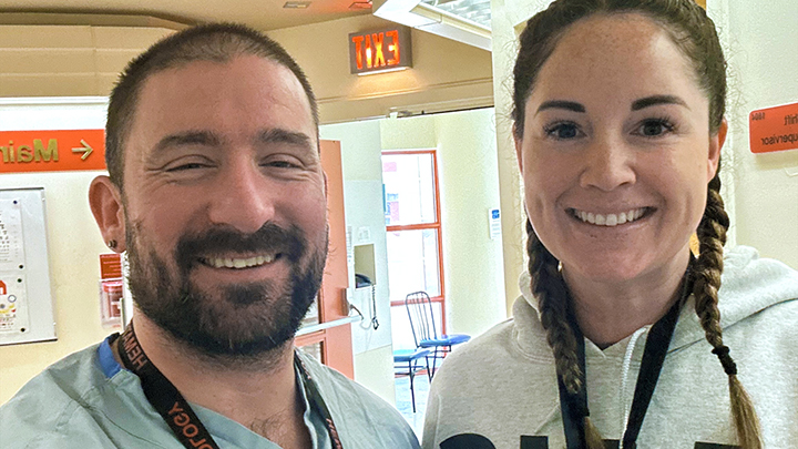 Locum nurses like Dave McWilliams, left, seen here with unit manager Amy McLeod, have helped avoid service interruptions at the Cold Lake Healthcare Centre and other sites throughout the North Zone.