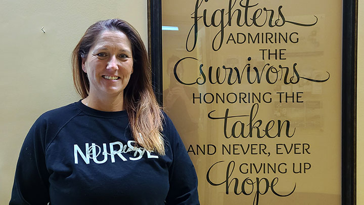 RN Kelly Haygarth, a cancer patient navigator at Bonnyville Community Cancer Clinic, is one of the first nurses in Alberta to earn the de Souza Nurse Associates designation, which recognizes her dedication to continuing education and her profession.