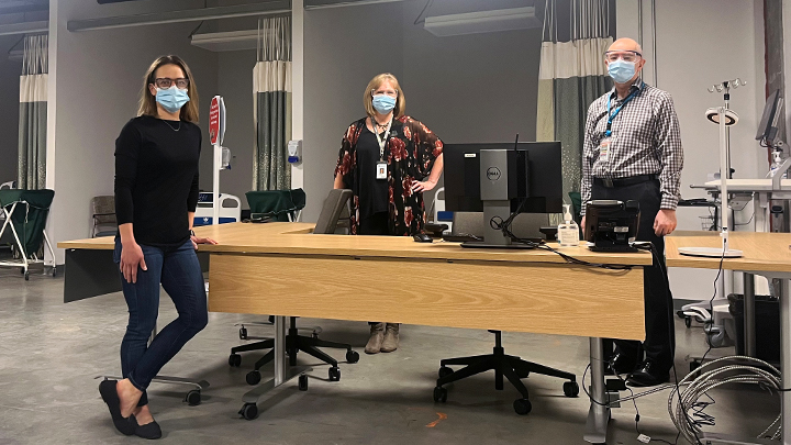 Dr. Nadia Salvaterra, left, Samantha Perryman and Michael Melia helped to oversee the Pandemic Response Unit in Edmonton.