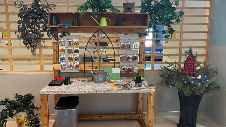 This horticulture life station provides hands-on greenhouse and gardening activities for residents.