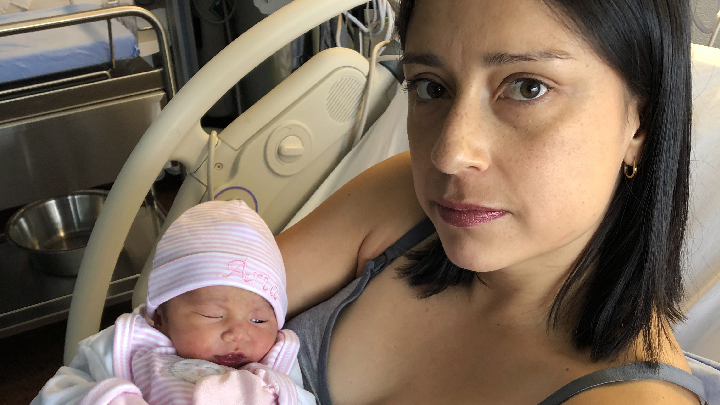 Fort McMurray resident Diana Barrera says local AHS prenatal services and supports helped prepare her for the birth of her first child, her baby girl Aria, in February 2023. 