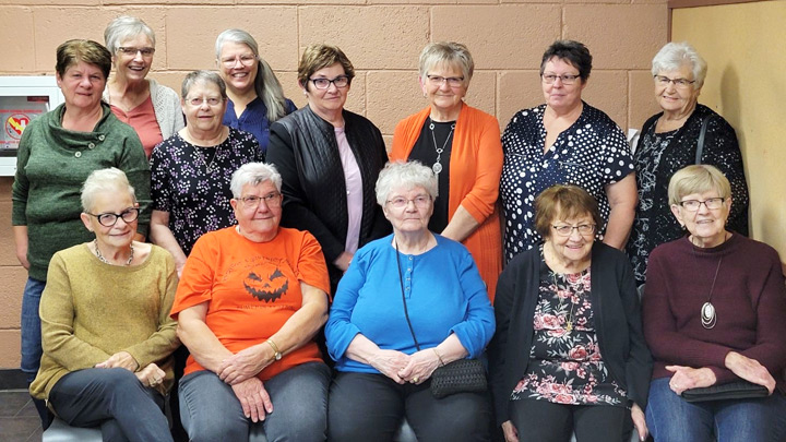 The committed volunteers of the Provost Hospital Auxiliary Society recently marked the organization’s 70th anniversary. Members include: (back row, from left) Carol Landmark and Janie Crawford; (middle row) Marilyn Carroll, Sharon Thompson, Marilyn Worobo, Donna Johnson, Eleanor Van Den Elzen and Irene Scammell; (front row) Deb Nelson, Louise Schug, Carol Fossen, Joyce Larson and Pat Skinner (Absent are Wanda Copeland, Florence Fossen and Louise Scherger).