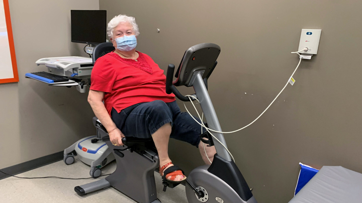 Lois Maskell spins for a great cause. She and other clients of the Sturgeon Community Hospital Adult Day Program are taking part in Life Cycle, a month-long cycling challenge in support of the Stollery Children’s Hospital Foundation and the Alberta Children’s Hospital Foundation.