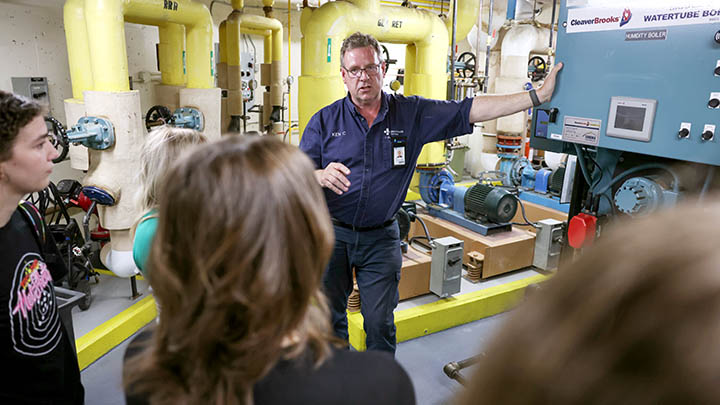 Students also learned about all the services that happen behind the scenes to keep a hospital running, including the maintenance department, environmental services and food services, at Raymond Health Centre.