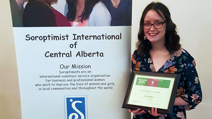 Santera Ogles, 16, has been recognized with a Soroptimist award for her volunteer work at Red Deer Regional Hospital Centre and service to her community. Her dream is to become a social worker.