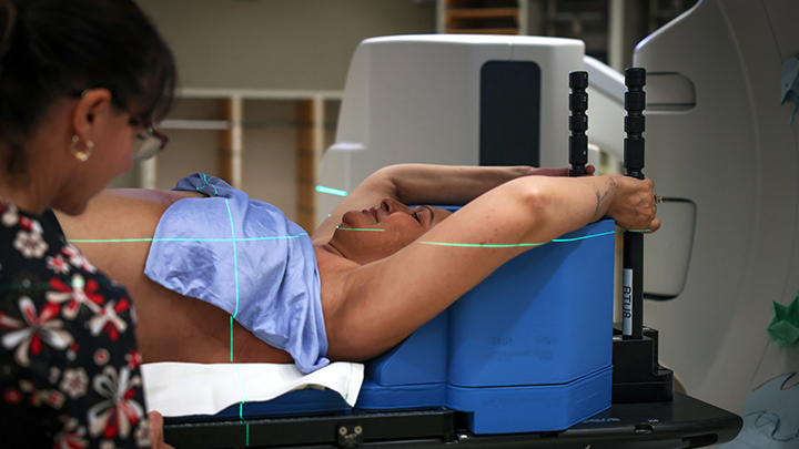 Renee Johnson has radiation treatment for her breast cancer.