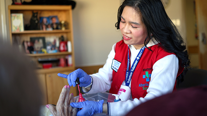 Ruth Nguyen provides pamper and polish services to continuing care residents to help them to relax and to feel special.