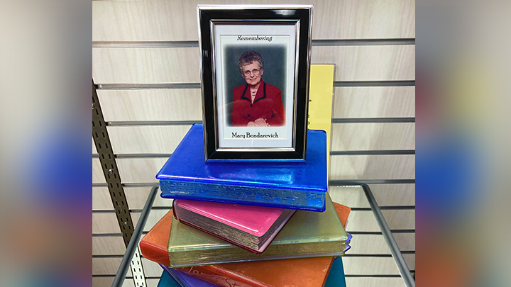 In honour of her legacy to literacy and fundraising, a memorial to SHAVA volunteer Mary Bondarevich is housed at the new bookstore, which opened in September.