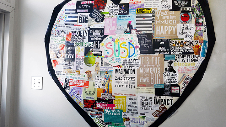 This heart collage is one of many visuals created for the Step Up, Step Down program to reinforce its positive messages.