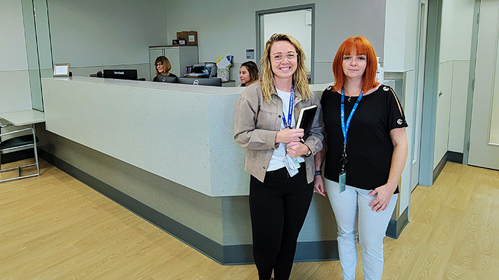 Katrina McNaughton, left, Nurse Practitioner with Red Deer Primary Care Network’s Street Clinic, and Amanda Chamberlain, Registered Psychiatric Nurse and clinical coordinator with Street Connect, are members of the multidisciplinary healthcare team who support the city’s vulnerable populations at Street Connect’s new facility.