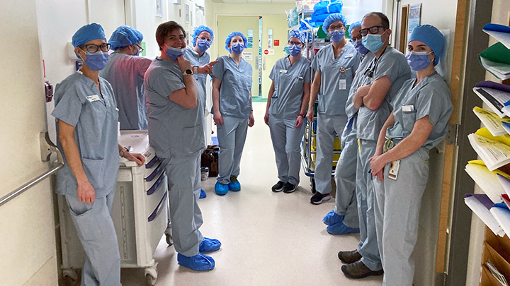 Members of the Taber Healthcare Centre team took part in simulation training through the eSIM program to practise skills that would be required during obstetrical emergencies.
